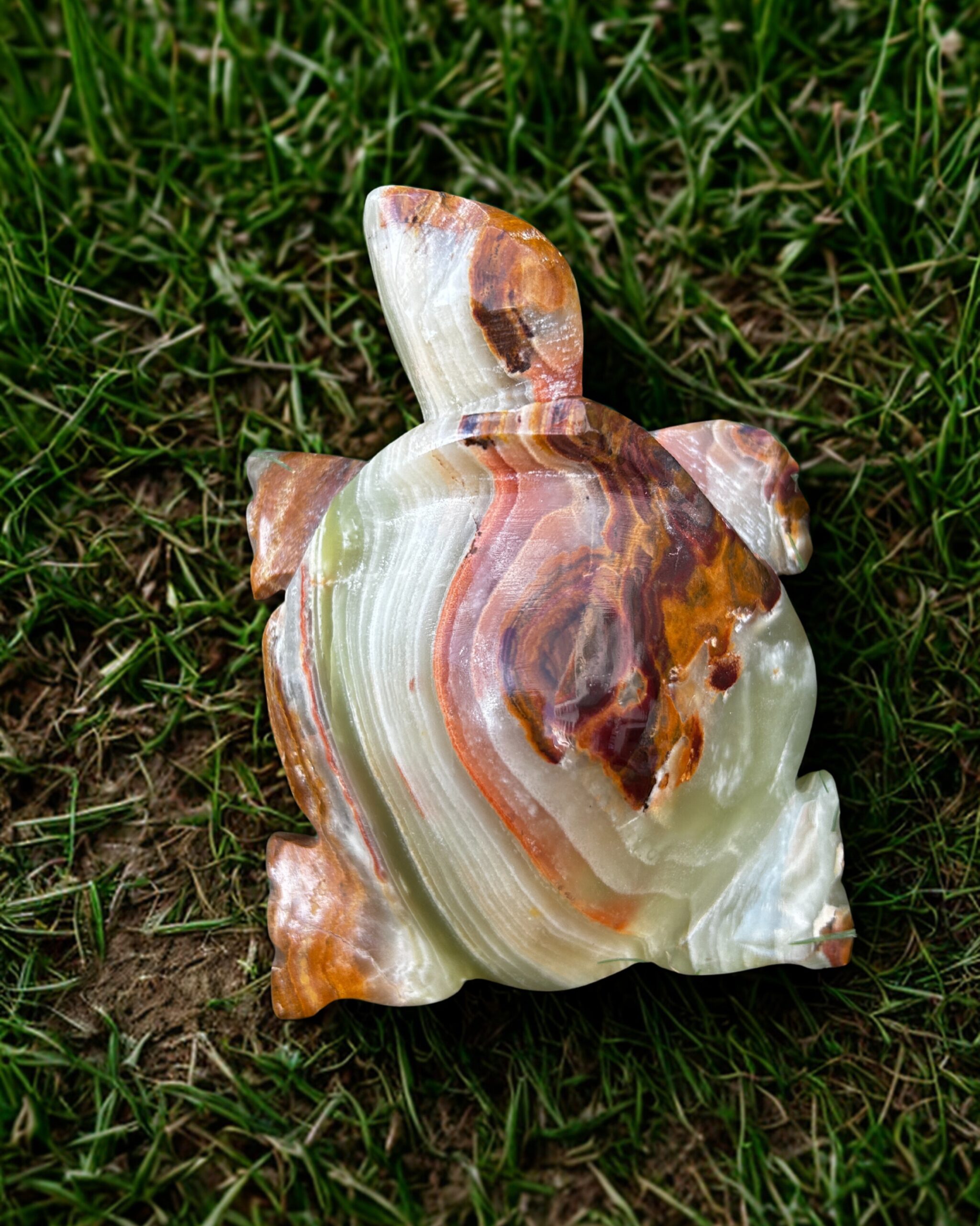 Handcrafted100% Natural Onyx Good Luck Tortoise Figurine 4" - Image 6