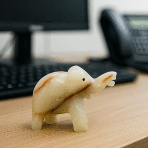 Hand-Carved Pure Natural Polished Onyx Elephant Figurine – Marble Elephant Statue