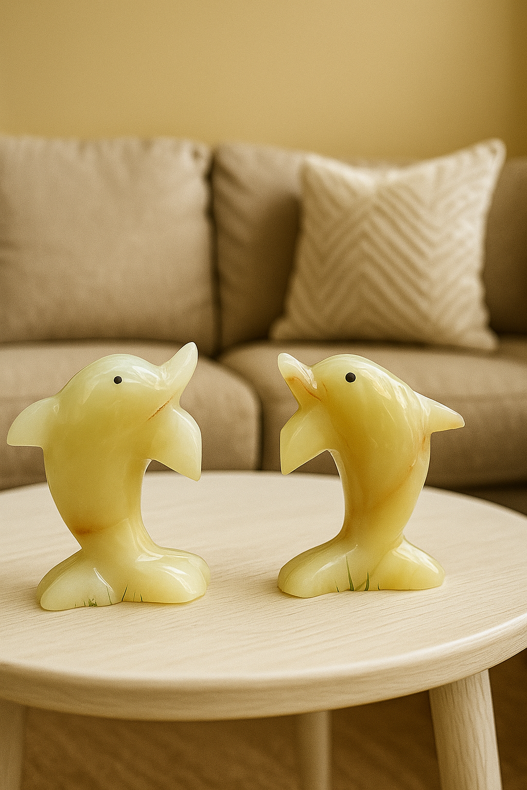 Hand-Carved Onyx Dolphin/Fish Figurine or Table Decor Statue 4" - Image 4