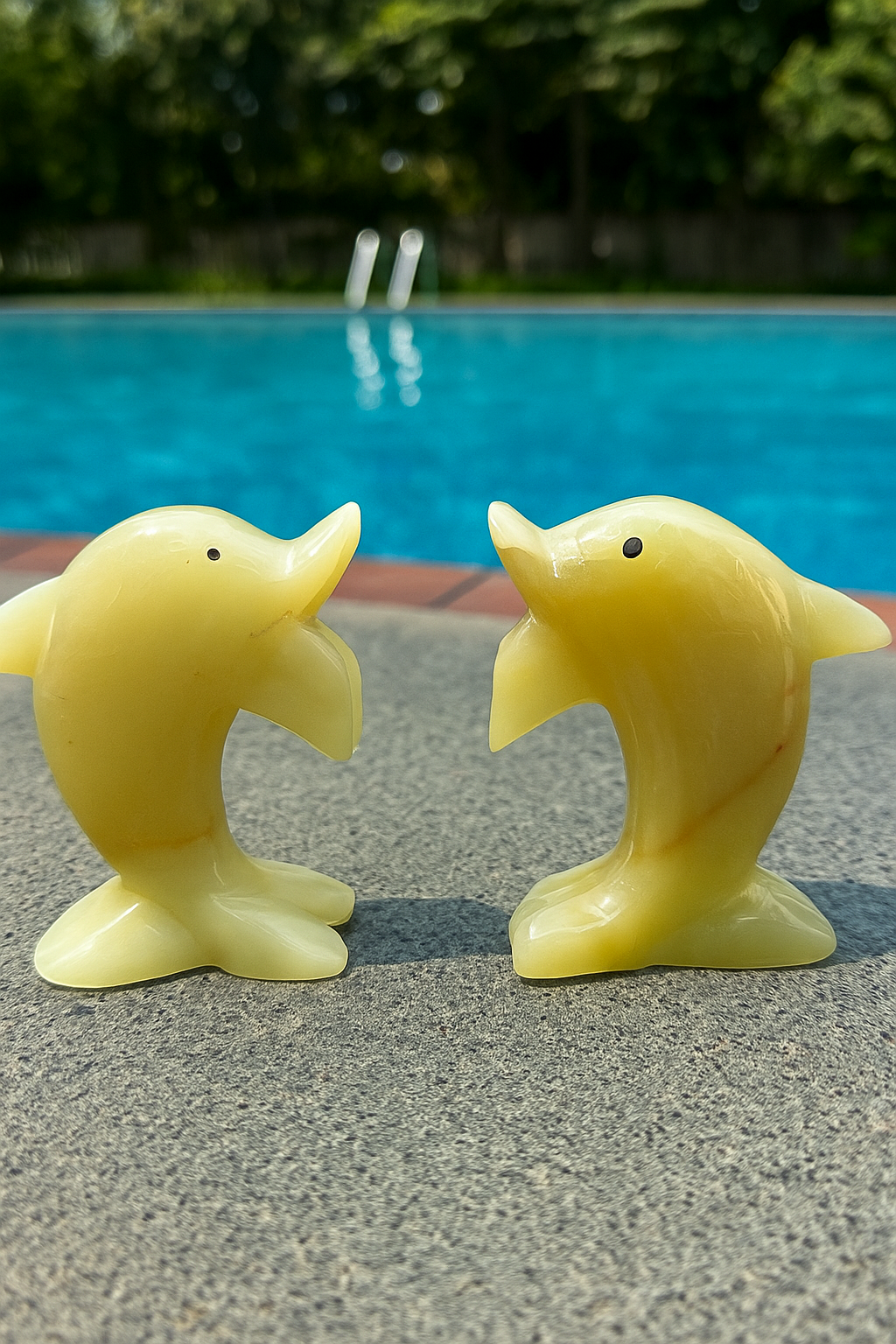 Hand-Carved Onyx Dolphin/Fish Figurine or Table Decor Statue 4" - Image 2