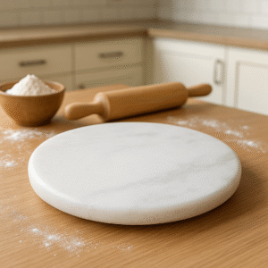 Premium White Marble Chakla/Rolling Board for Kitchen – 10 Inch