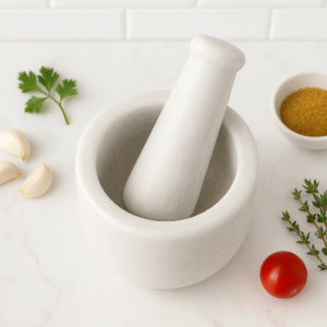 Makrana white marble Kharal/Khalbata Traditional Stone Mortar and Pestle Set.