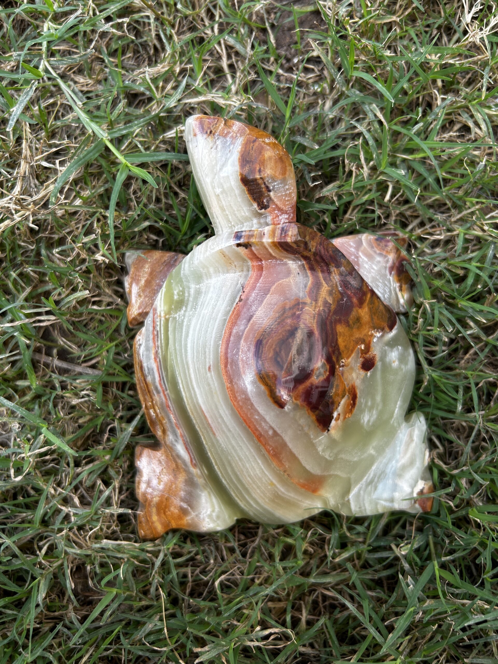 Handcrafted100% Natural Onyx Good Luck Tortoise Figurine 4" - Image 5