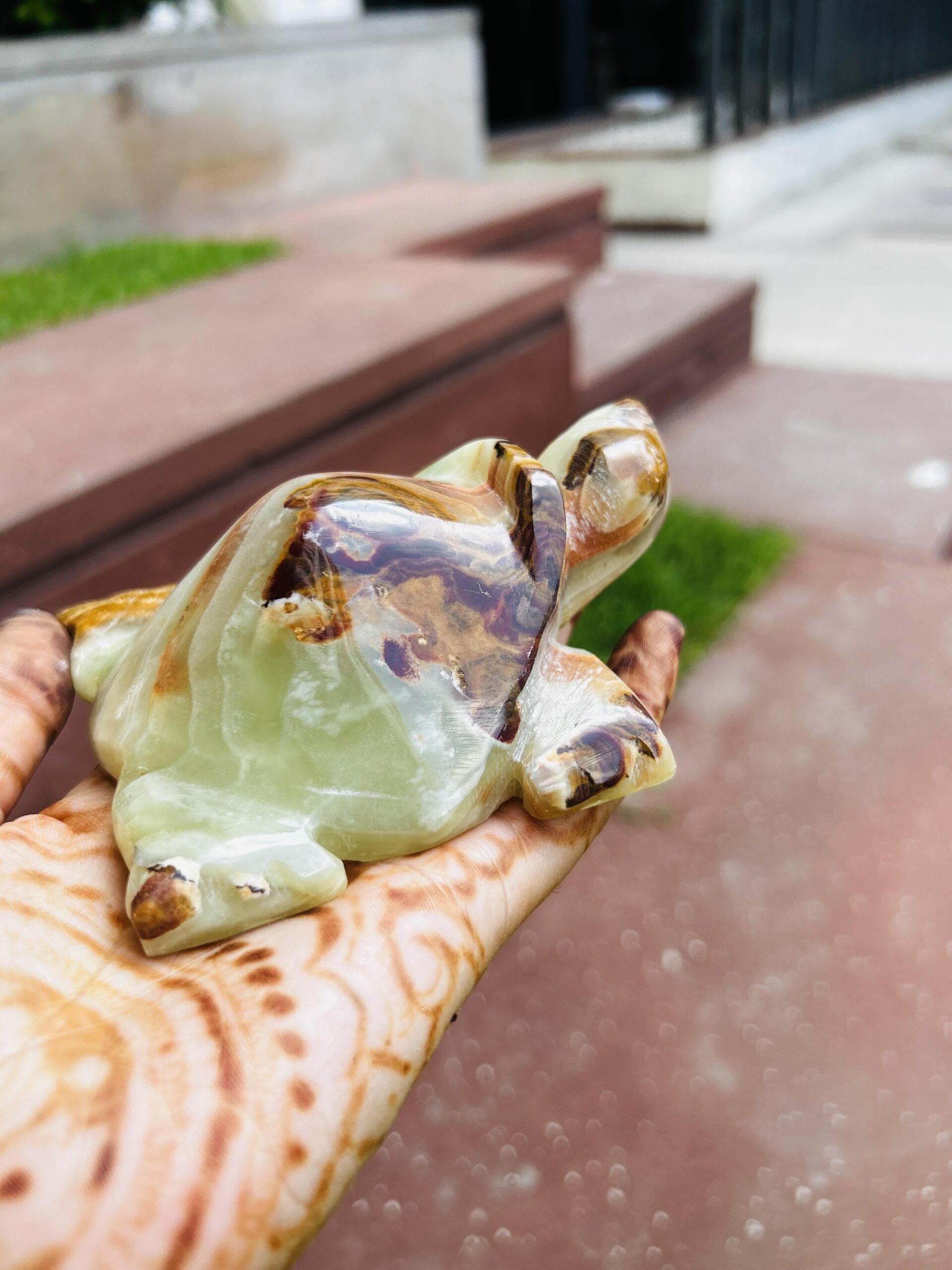 Handcrafted100% Natural Onyx Good Luck Tortoise Figurine 4" - Image 4