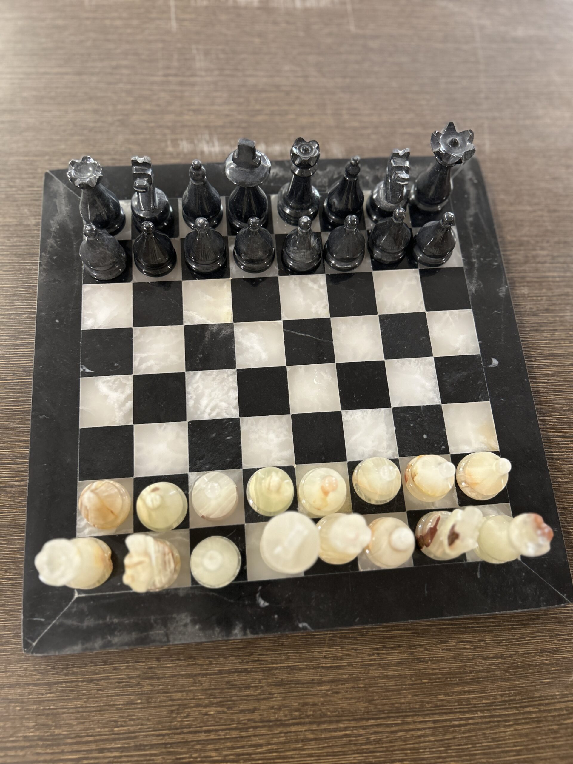Luxury Onyx Stone Chess Set – Handmade Chess Board with Carved Pieces 12" - Image 6