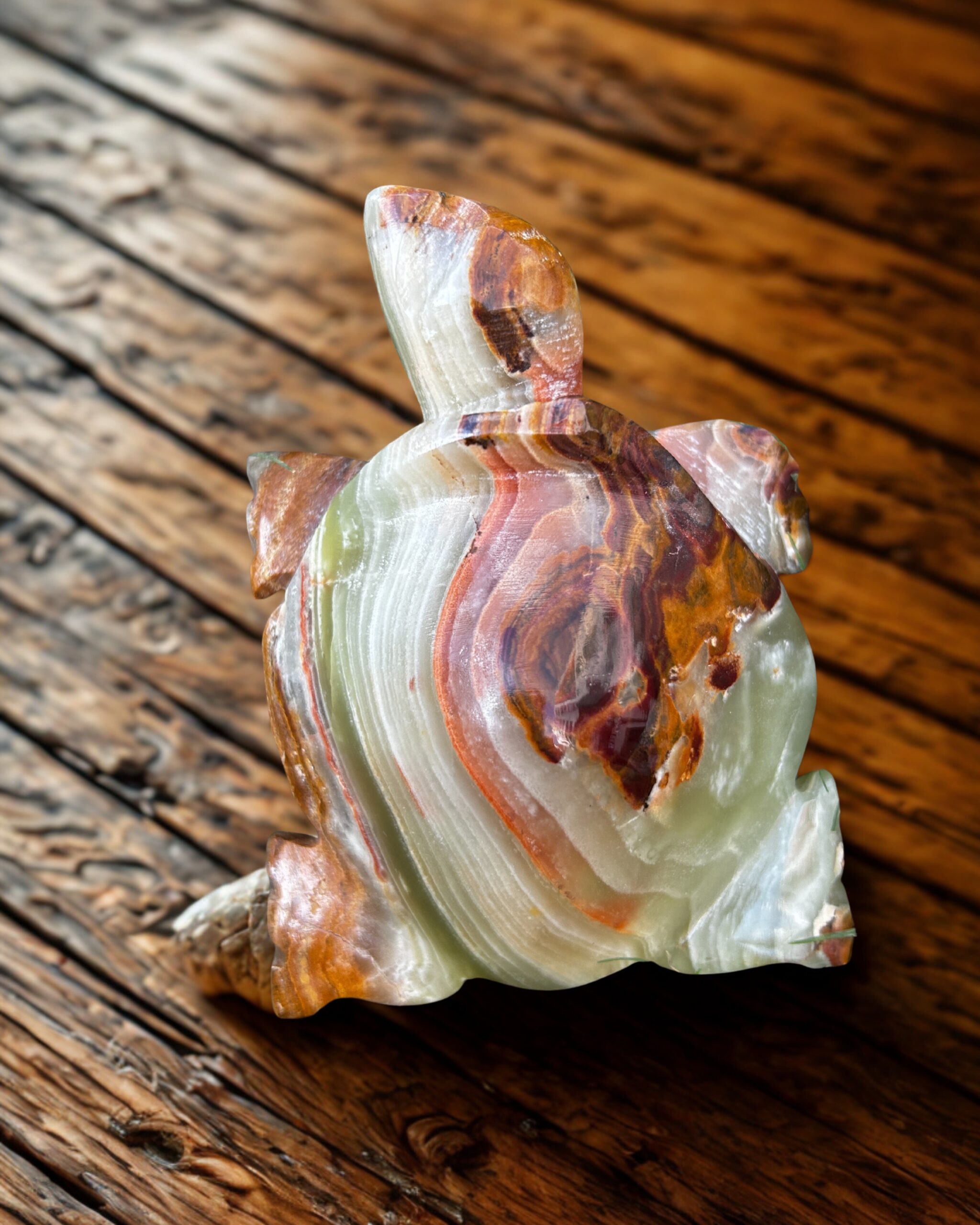 Handcrafted100% Natural Onyx Good Luck Tortoise Figurine 4" - Image 2