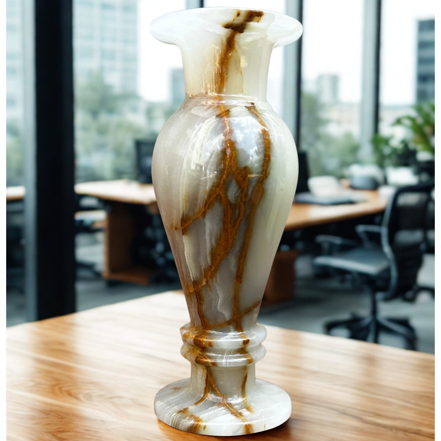 Hand-Carved Pure Natural Onyx Vase – Decorative Flower Vase - Image 3