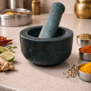 Green Marble Mortar & Pestal Set, Kharal, Okhli musal set 4" by 3"