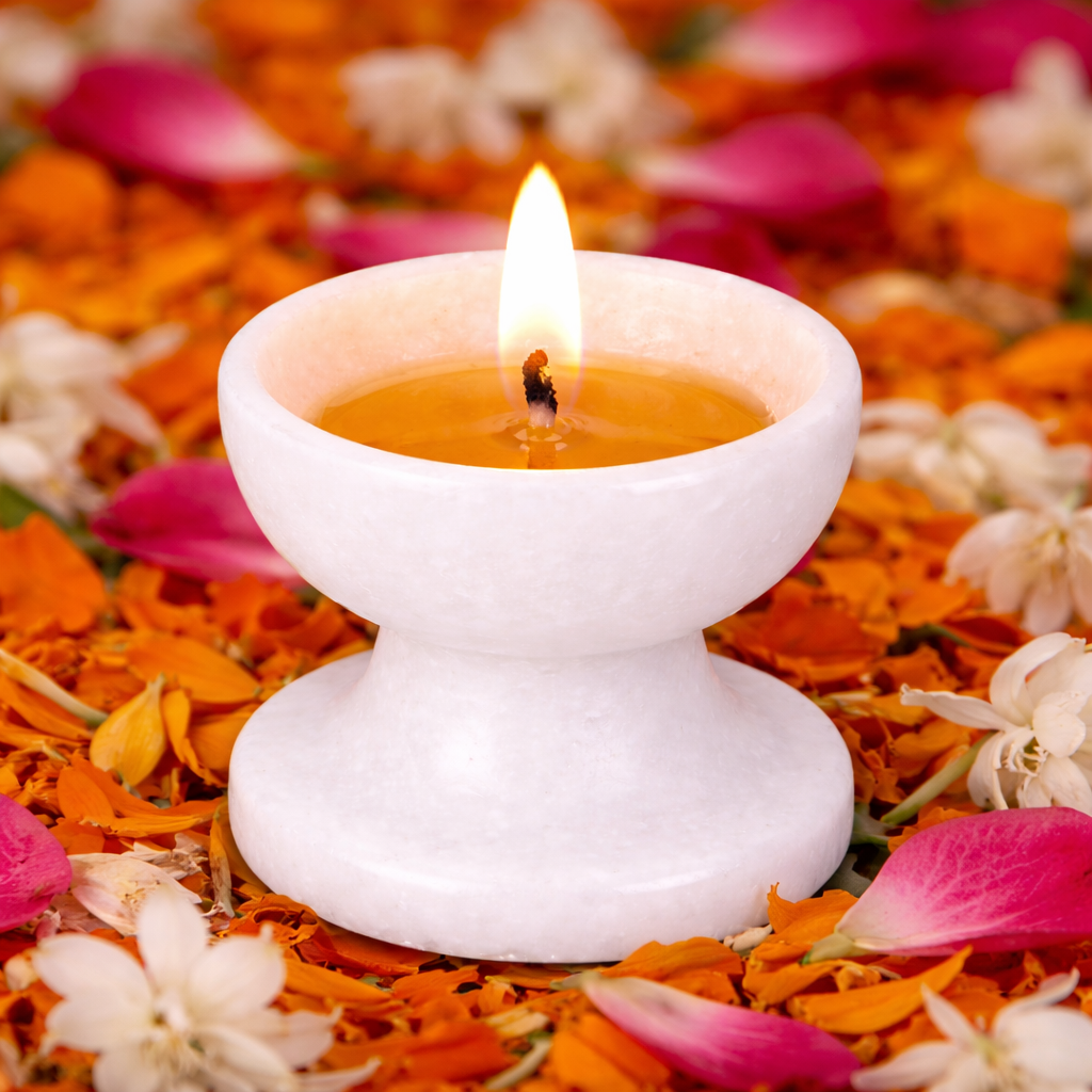 White Marble small Diya/Deepak (Size: 2") - Image 5