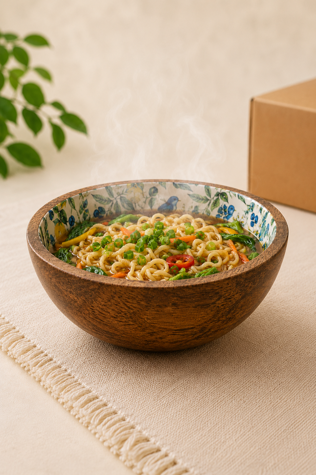 Natural Solid Mango Wood Printed Bowl (6", Medium) - Image 6