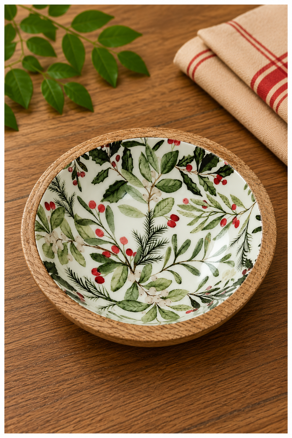 Natural Solid Mango Wood Printed Bowl (6", Medium) - Image 2