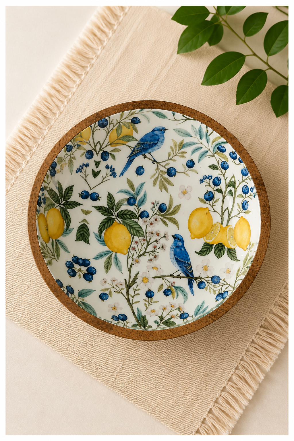 Natural Solid Mango Wood Printed Bowl (6", Medium) - Image 9