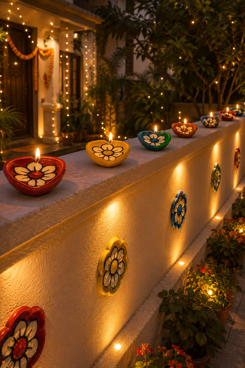 Handcrafted Ceramic Diya/Deepak Set of 5 - Image 5