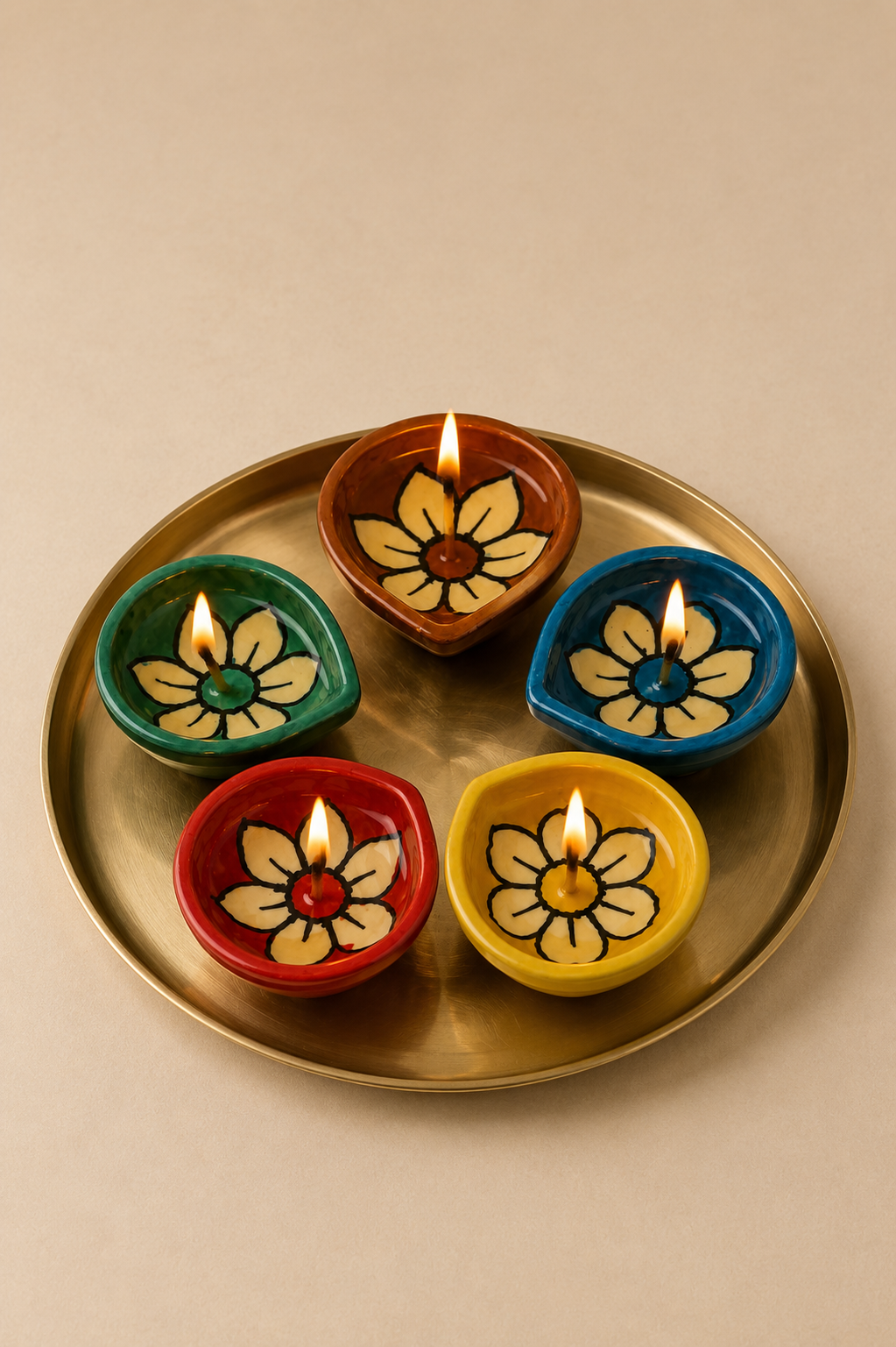 Handcrafted Ceramic Diya/Deepak Set of 5 - Image 6
