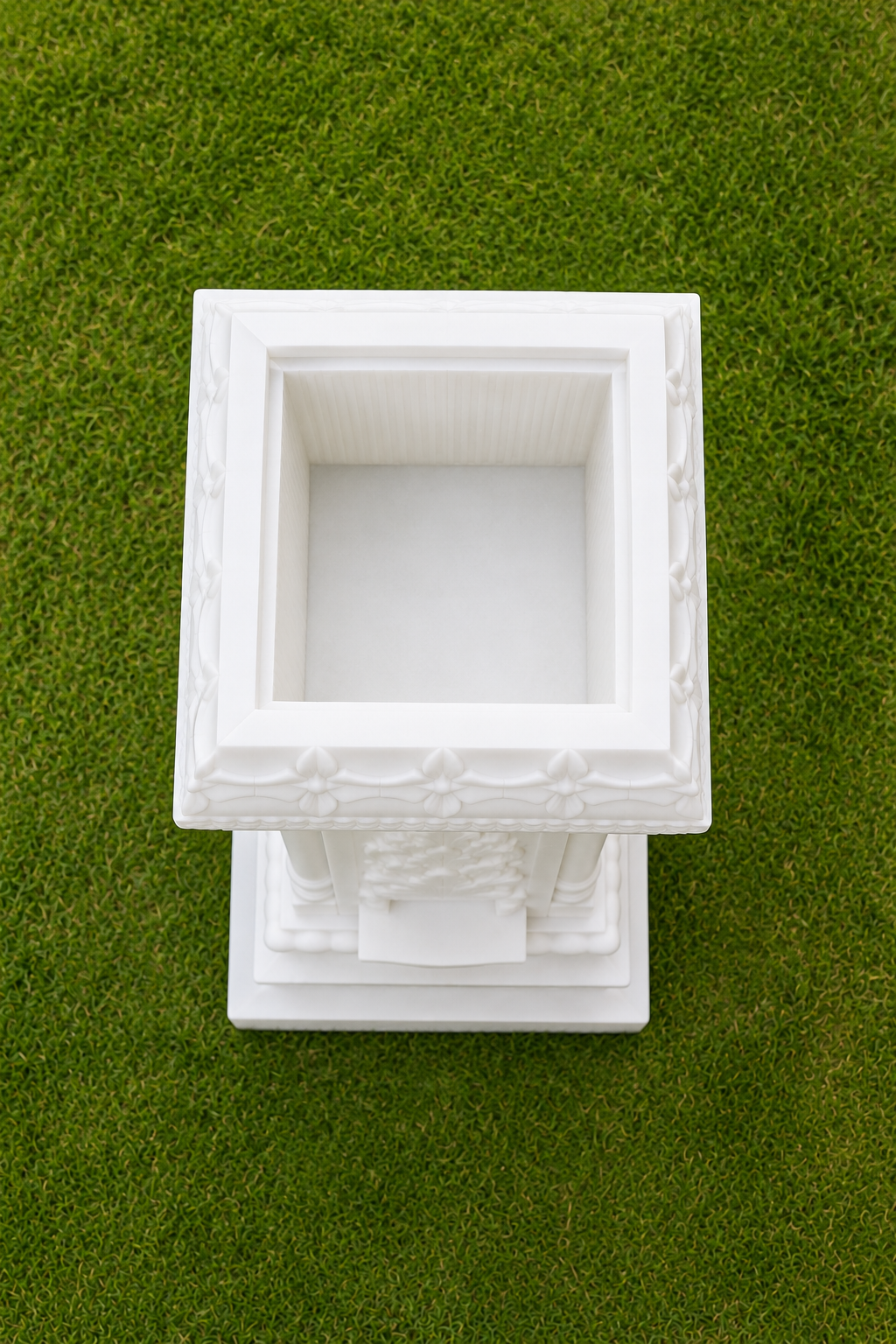 Handcrafted White Makrana Marble Tulsi Planter/Vrindavan | 18 x 18 x 36 Inch - Image 5