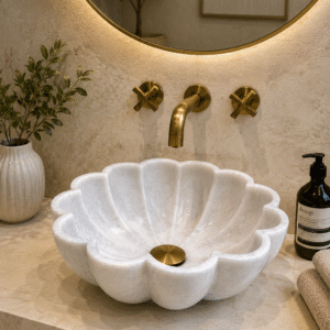 White Marble Washbasin 16"