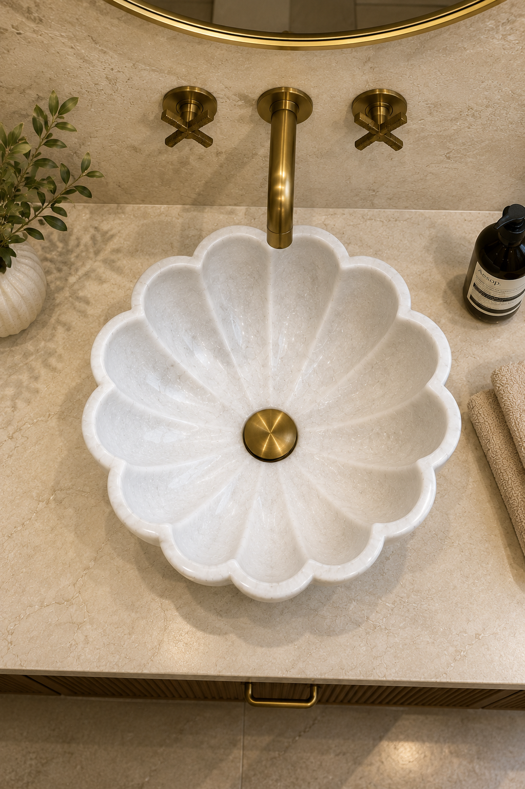 White Marble Washbasin 16" - Image 5