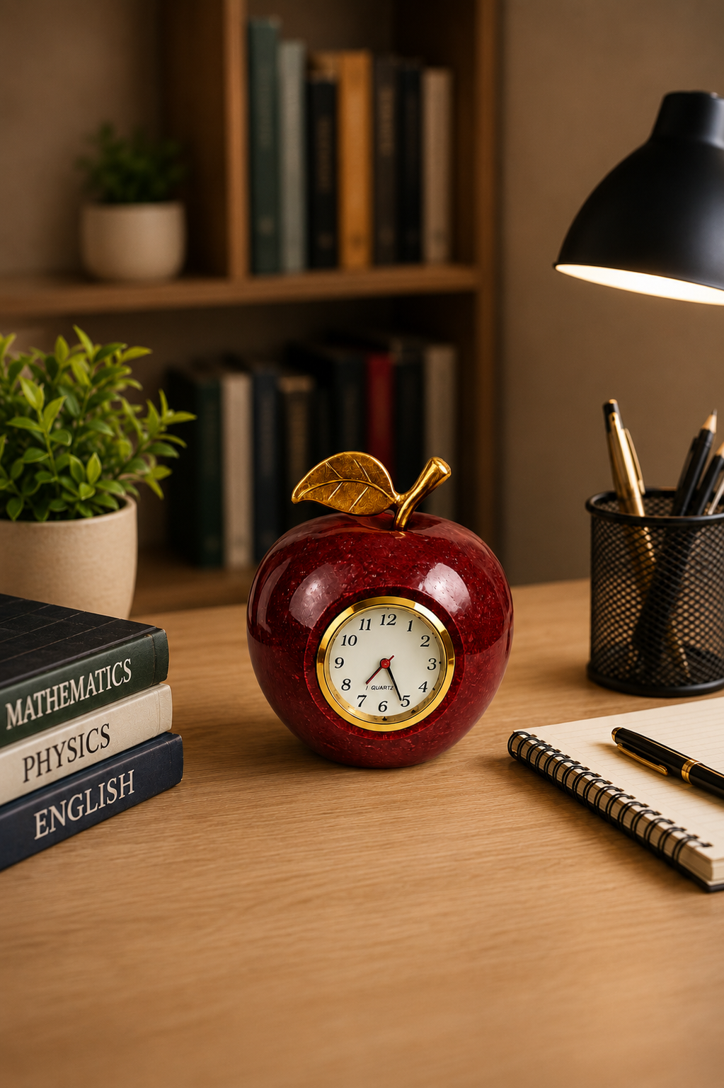 Natural Onyx Stone Polished Apple Clock | Decorative Piece | Paperweight - Image 3