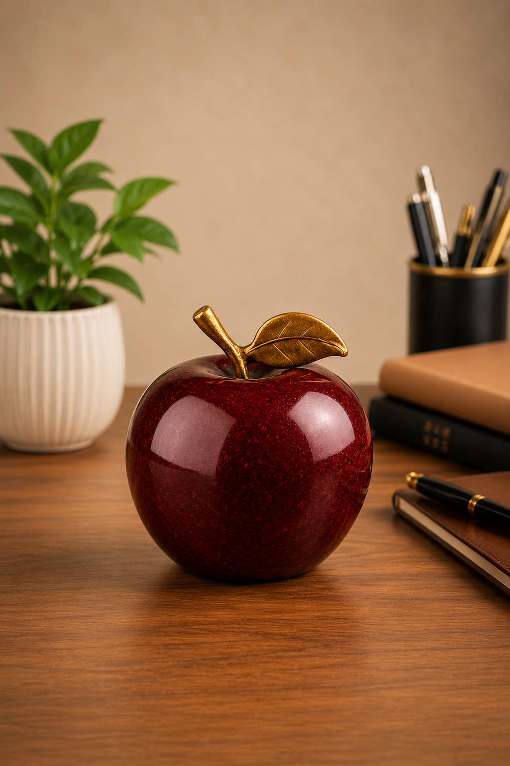 Natural Onyx Stone Polished Apple Clock | Decorative Piece | Paperweight - Image 5