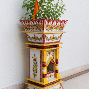 Handcrafted White Makrana Marble Tulsi Planter/Vrindavan | 16 x 16 x 36 Inch